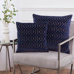 Mayfair Navy Cut Velvet Cushion (43cm x 43cm)