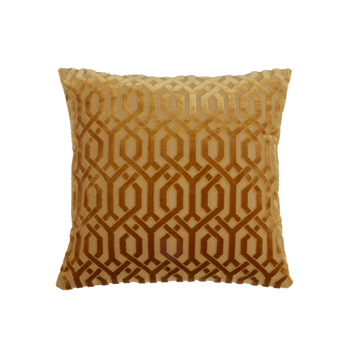 Mayfair Ochre Cut Velvet Cushion (43cm x 43cm)