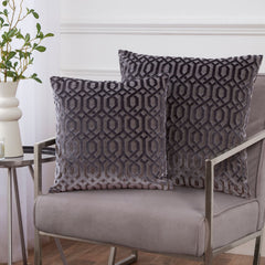 Mayfair Charcoal Grey Cut Velvet Cushion (43cm x 43cm)