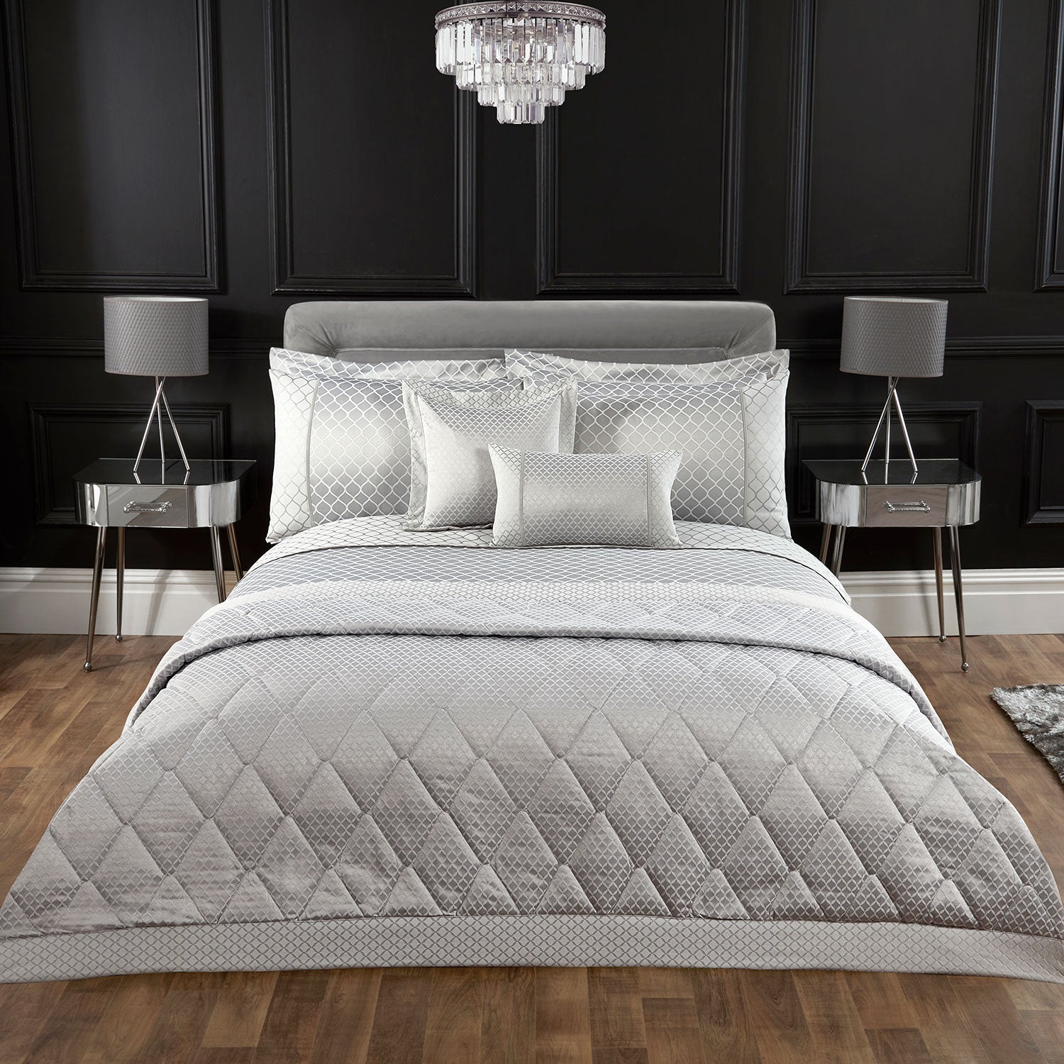 Othello Silver Luxury Cotton Rich Jacquard Duvet Cover
