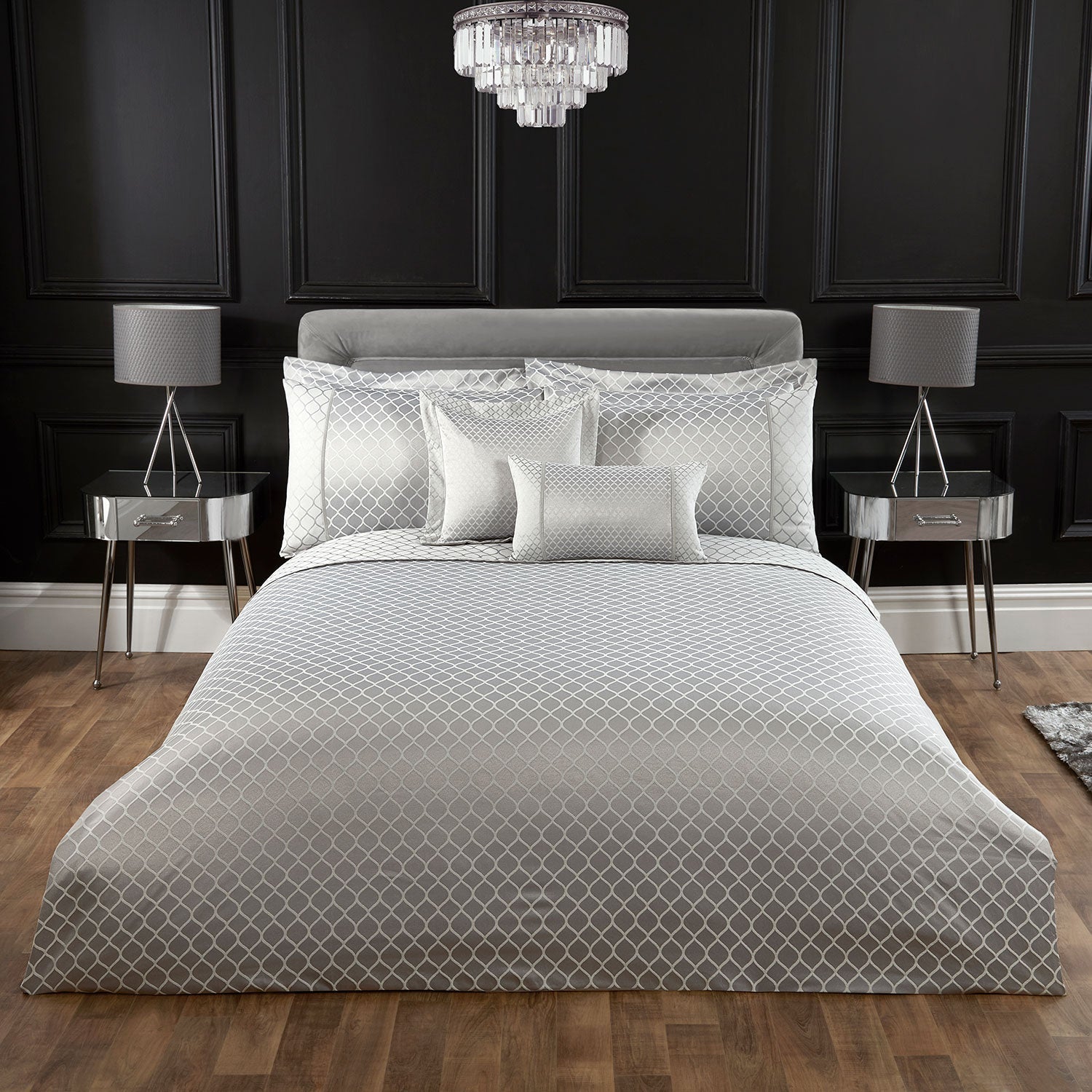 Othello Silver Luxury Cotton Rich Jacquard Duvet Cover