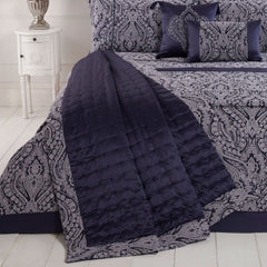 Regency Navy Quilted Jacquard Pintuck Throw (240cm x 160cm)