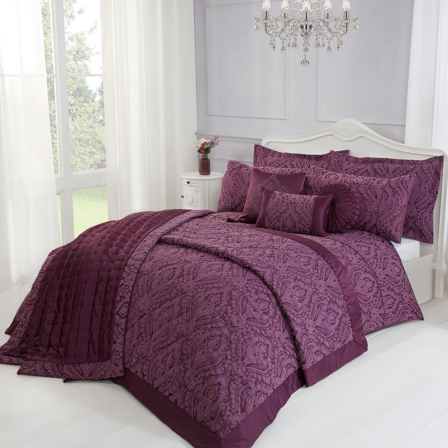 Regency Plum Luxury Cotton Rich Jacquard Duvet Cover