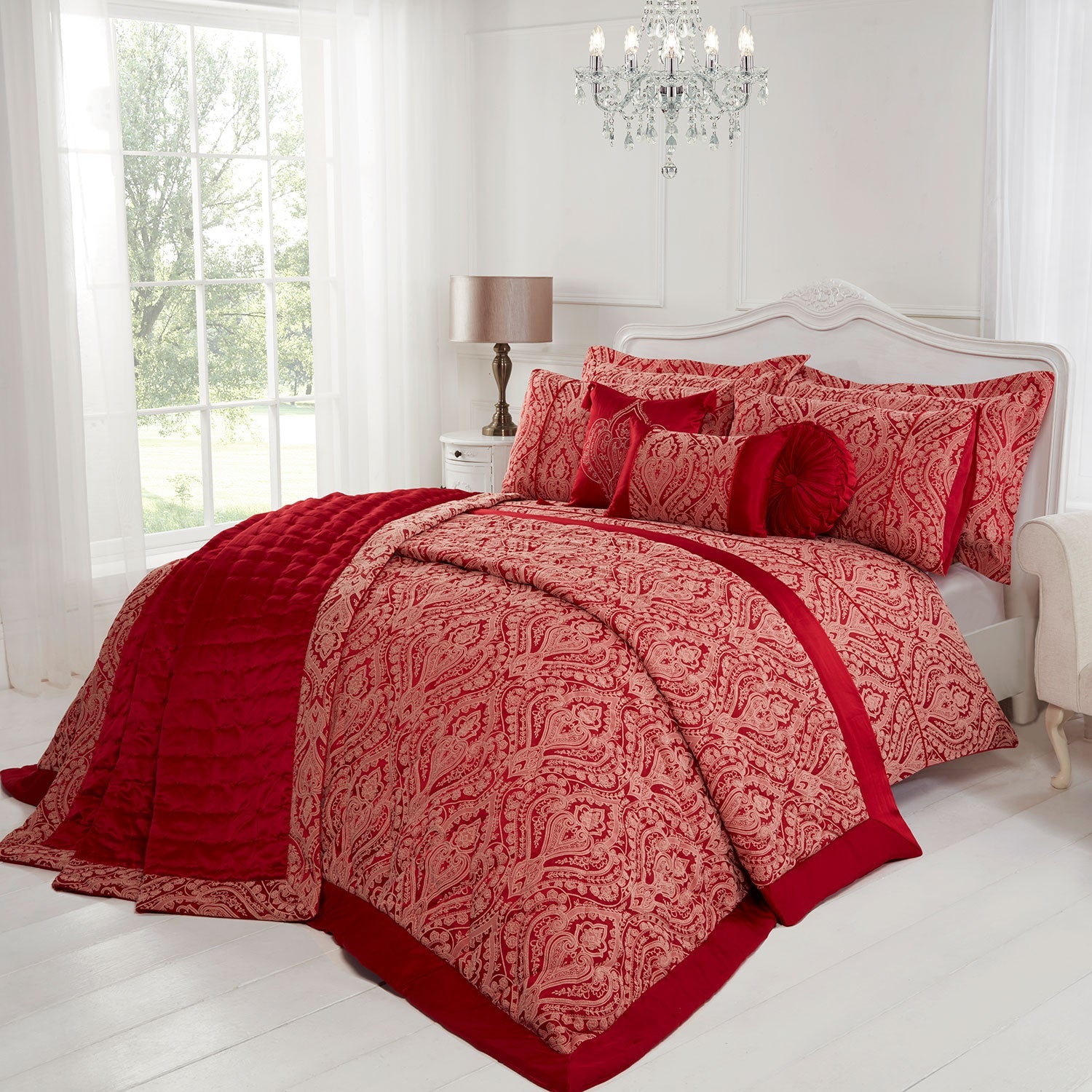 Regency Red Luxury Cotton Rich Jacquard Duvet Cover