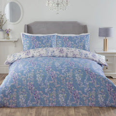 Wisteria Blue Reversible Floral Duvet Set