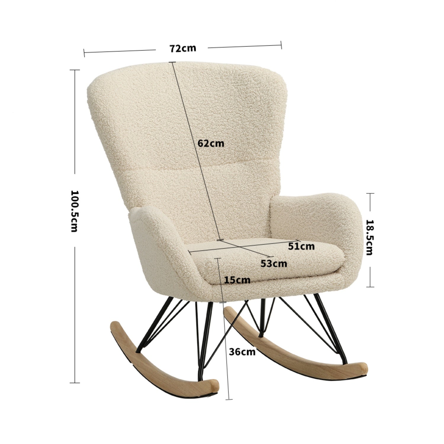 Modern Faux Wool Beige Upholstered Rocking Chair
