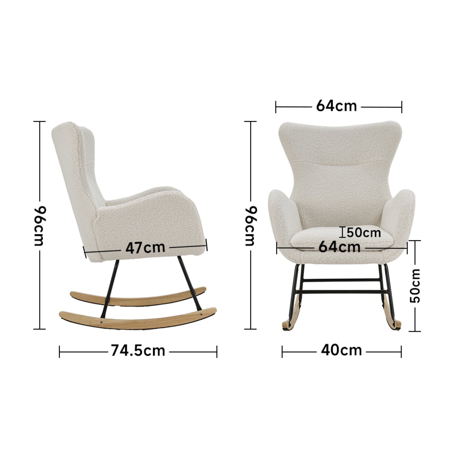 Sherpa Upholstered White Rocking Chair