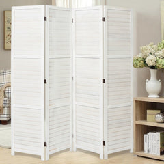 Solid Wood 4-Panel Folding Room Divider Screen