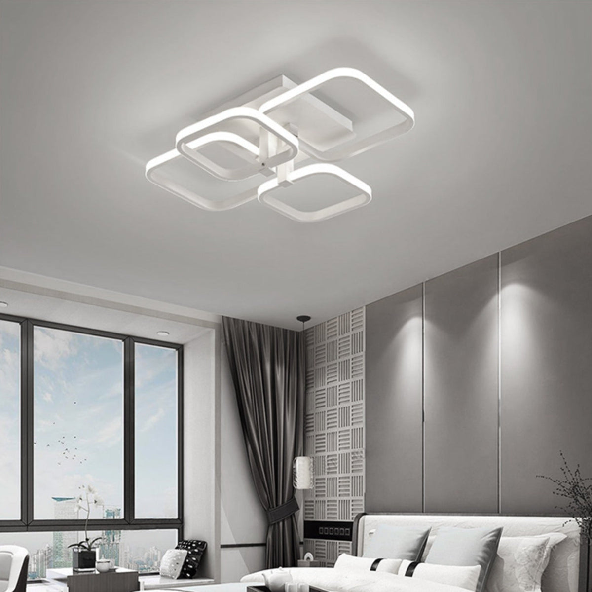White Minimalist LED Semi-Flush Ceiling Light