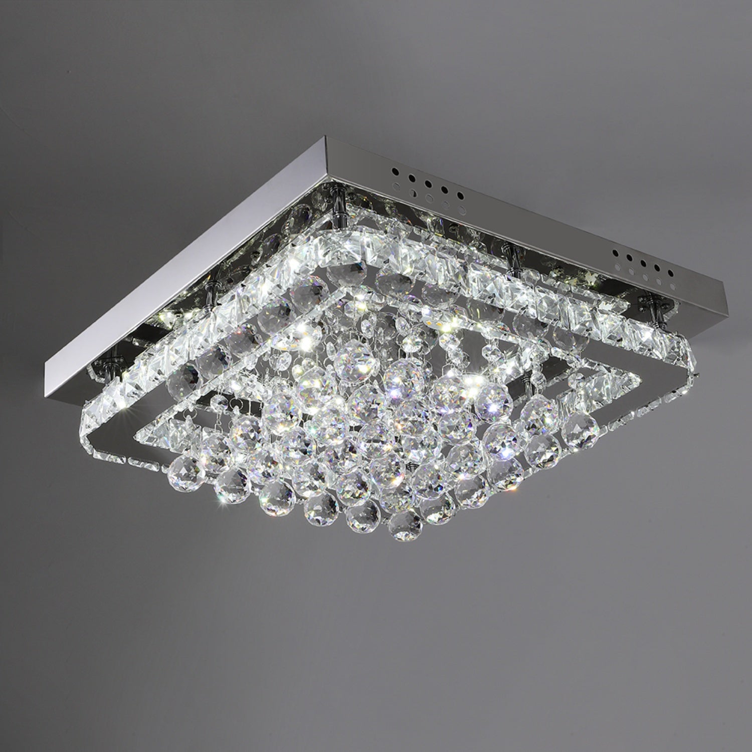 Square Crystal LED Flush Mount Ceiling Light