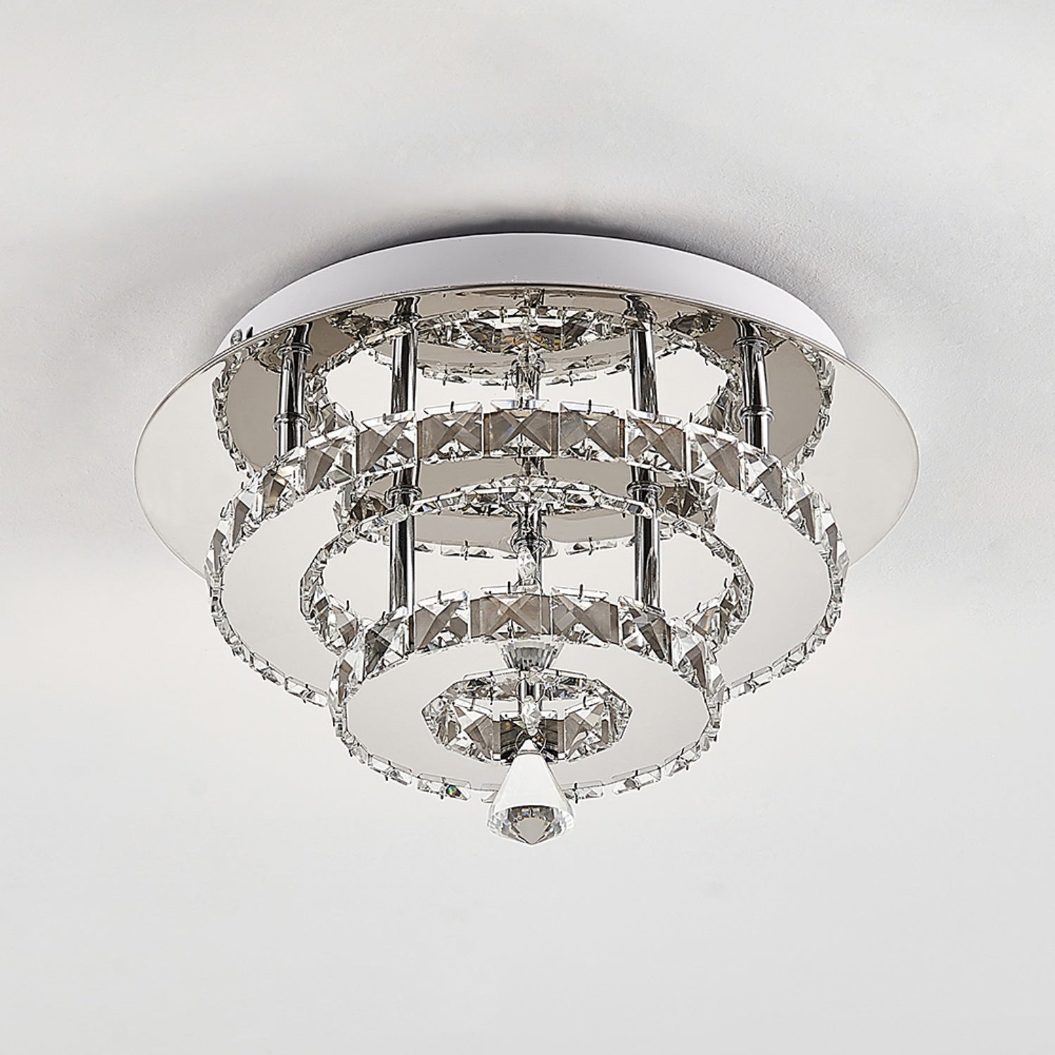 Chrome Crystal 30W LED Semi-Flush Ceiling Light