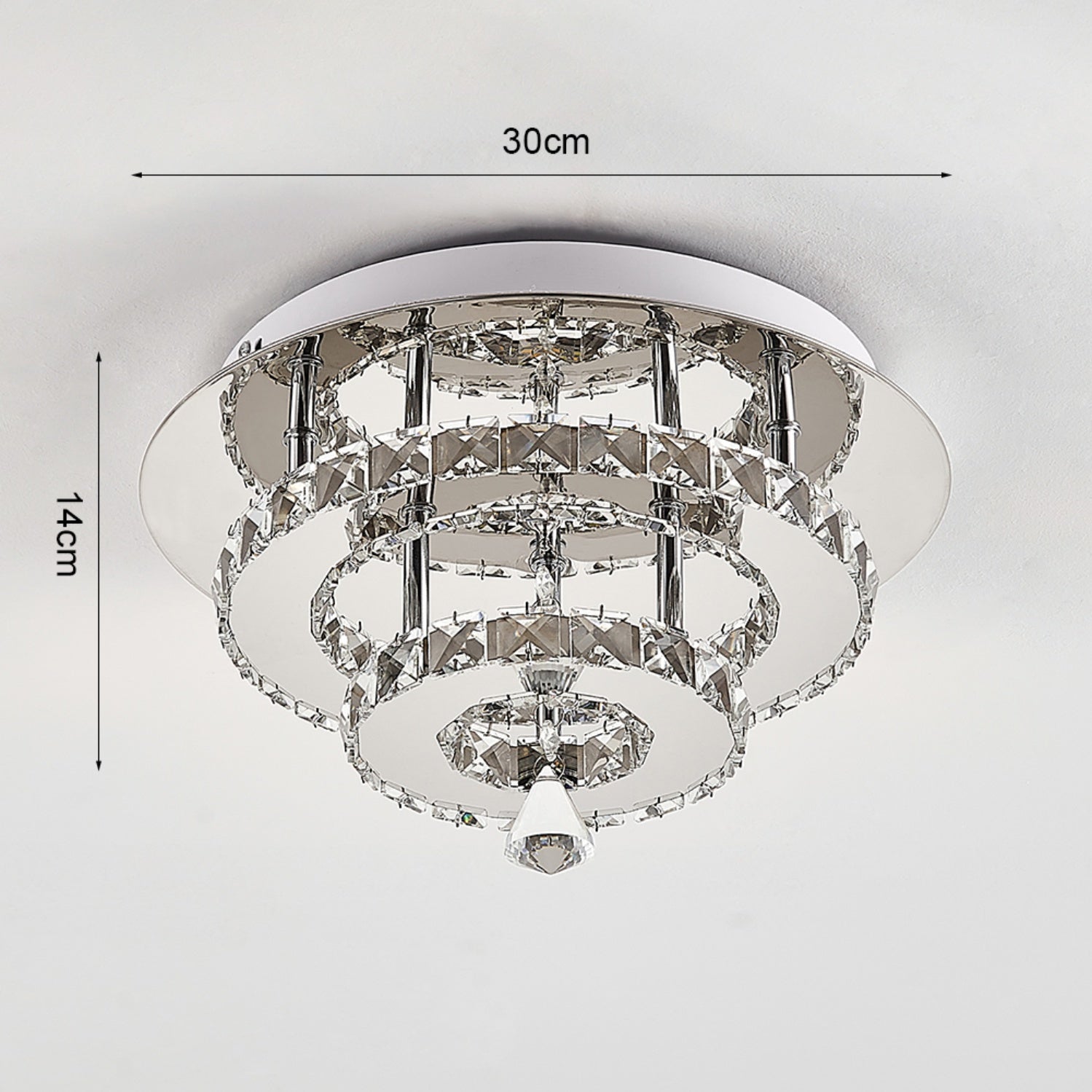 Chrome Crystal 30W LED Semi-Flush Ceiling Light