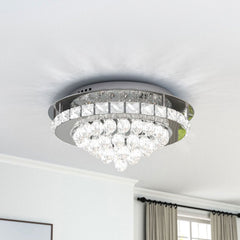 Round Crystal Droplet LED Semi Flush Ceiling Light