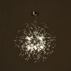 Dandelion-Style Chrome Crystal Pendant Light