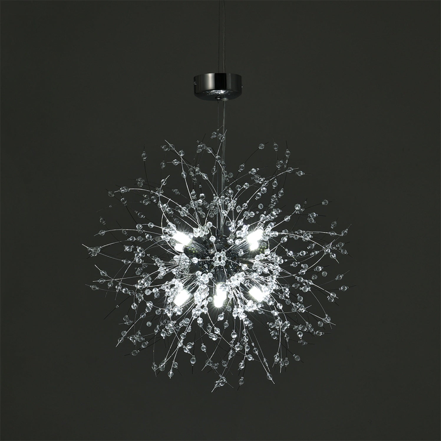 Dandelion-Style Chrome Crystal Pendant Light