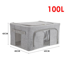 100L Metal Frame Fabric Clothes Storage Box