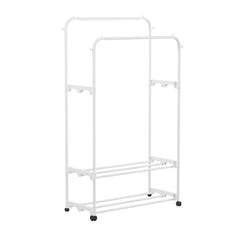 Double Rod White Metal Clothes Rack