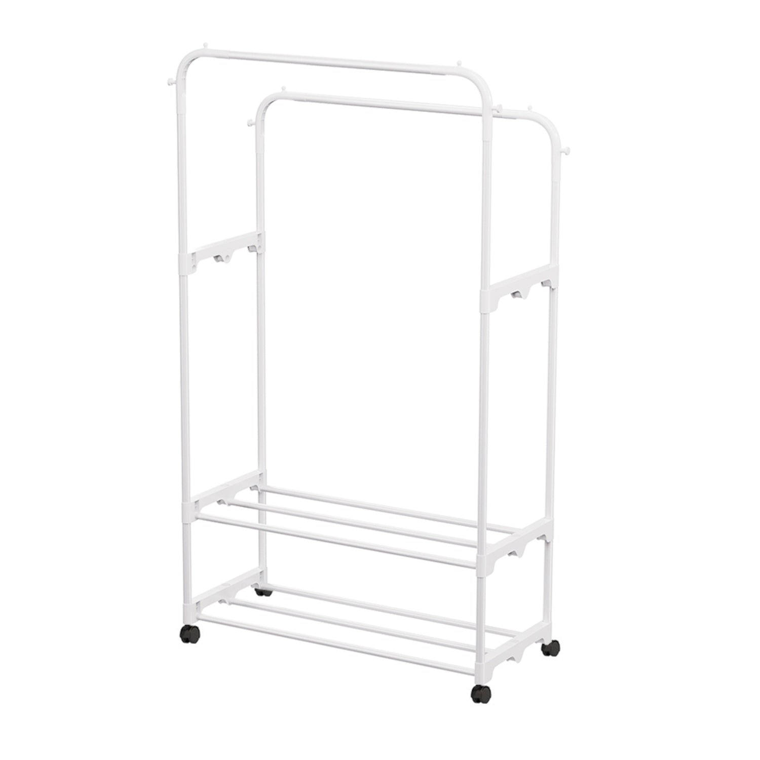 Double Rod White Metal Clothes Rack