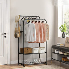 Metal Double Rod Black Clothes Rack