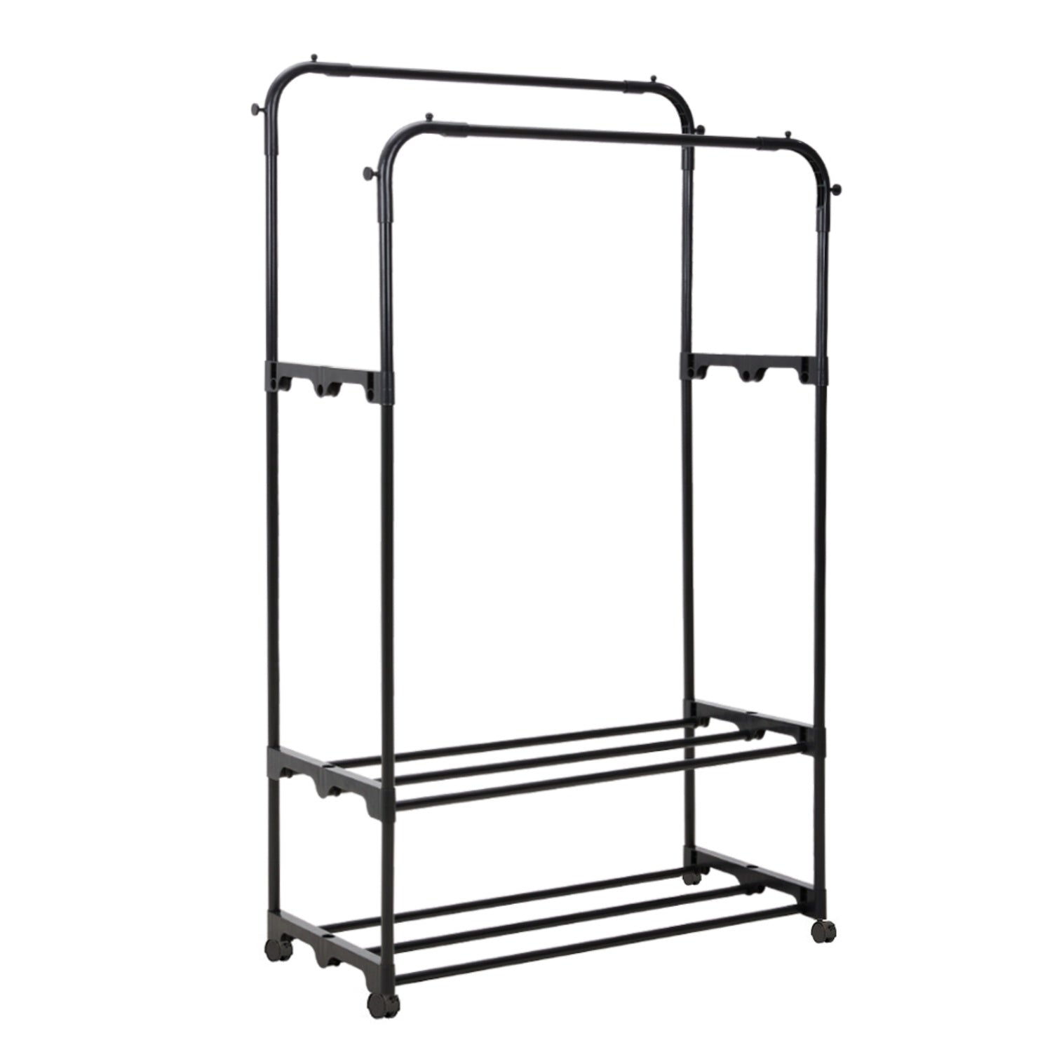 Metal Double Rod Black Clothes Rack