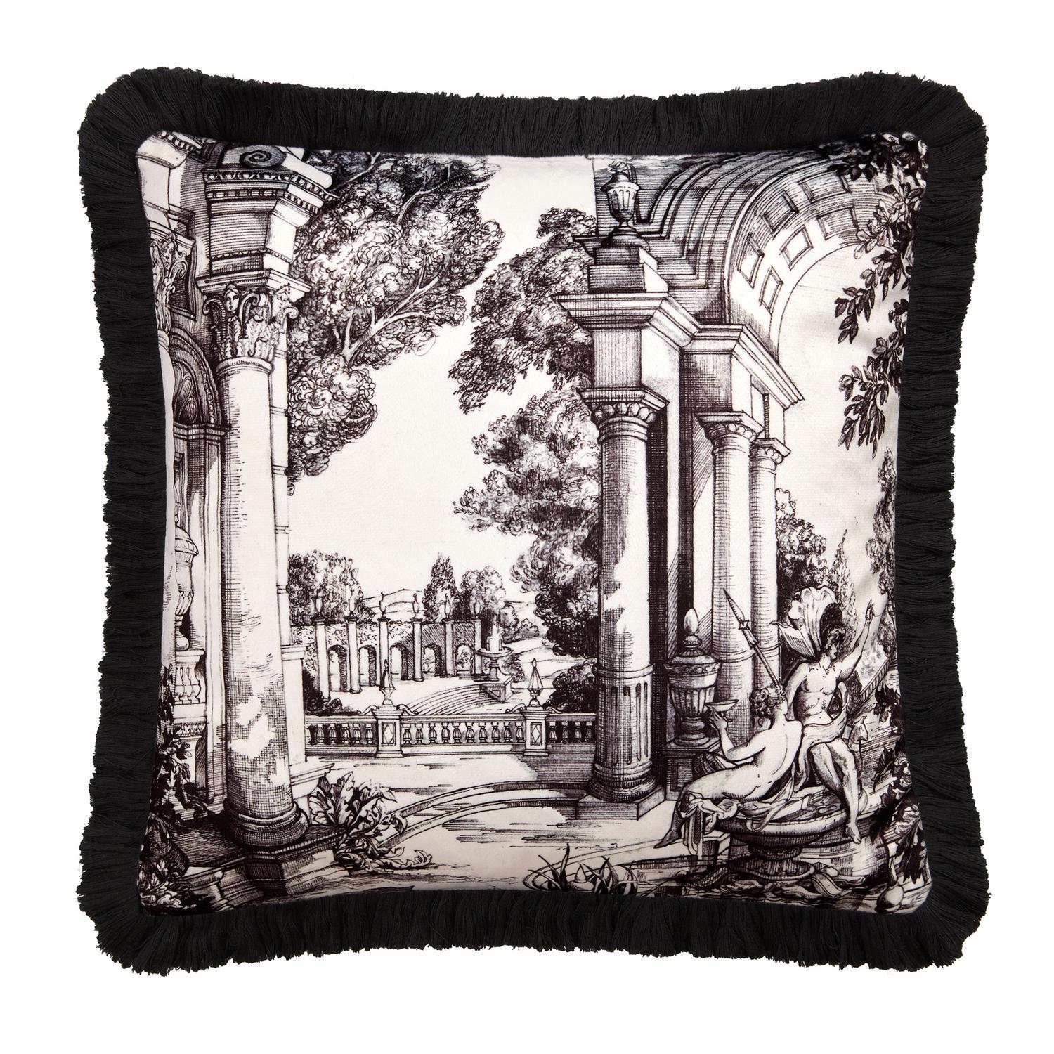 Laurence Llewelyn-Bowen Velvet Vista Monochrome Cushion (43cm x 43cm)