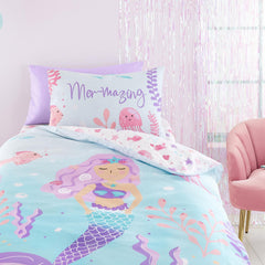 Mermaid Vibes Aqua Reversible Kids Duvet Set