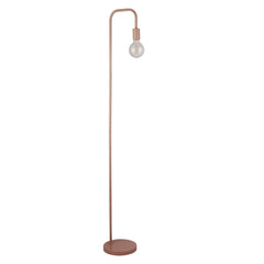 Matt Pink Floor Lamp With Overhanging Bulb