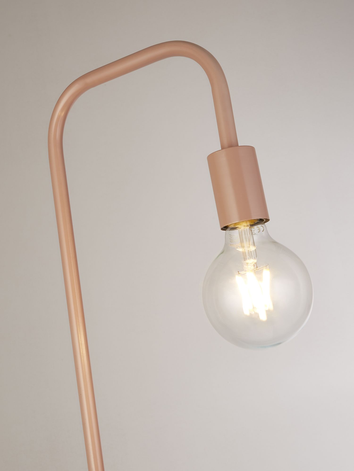 Matt Pink Floor Lamp With Overhanging Bulb