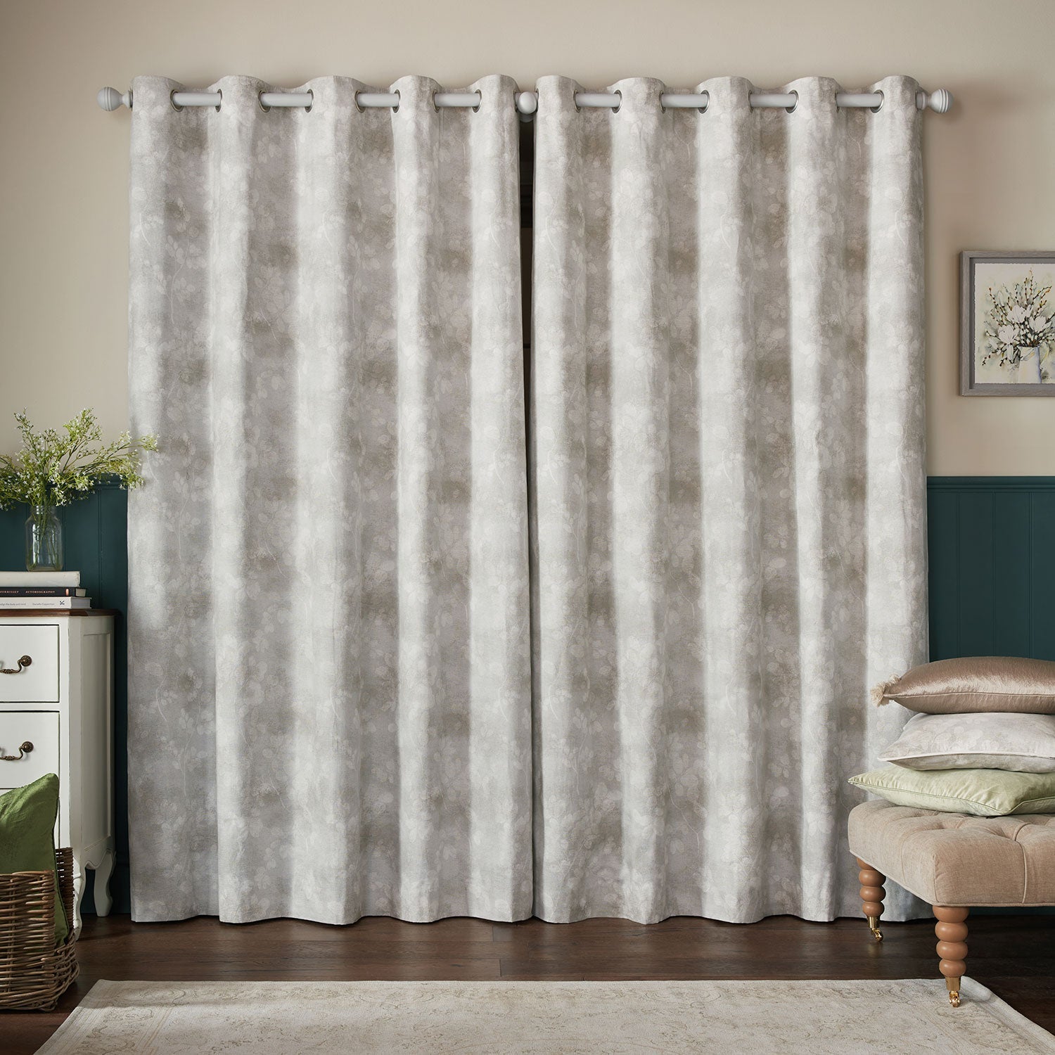 Laura Ashley Millhayes Natural Blackout Eyelet Curtains