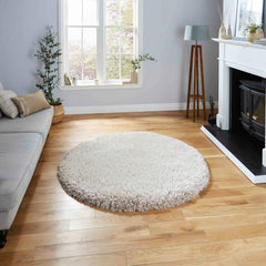 Montana Beige Luxury Circle Shaggy Rug