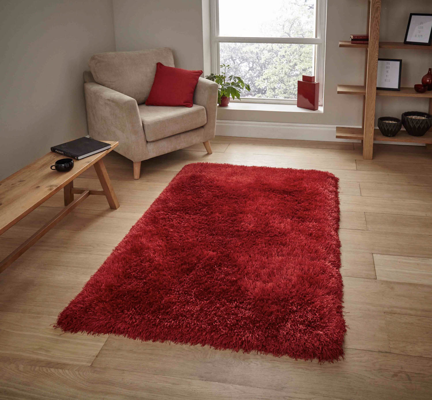 Montana Red Luxury Shaggy Rug