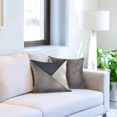 New Orleans Charcoal Grey Geometric Velvet Cushion Covers  (Pair)