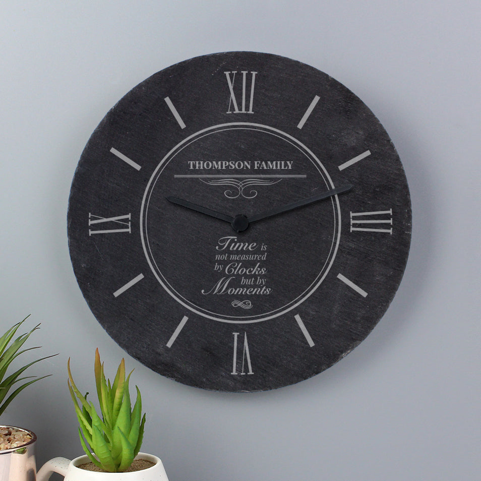 Personalised Rustic Slate Wall Clock