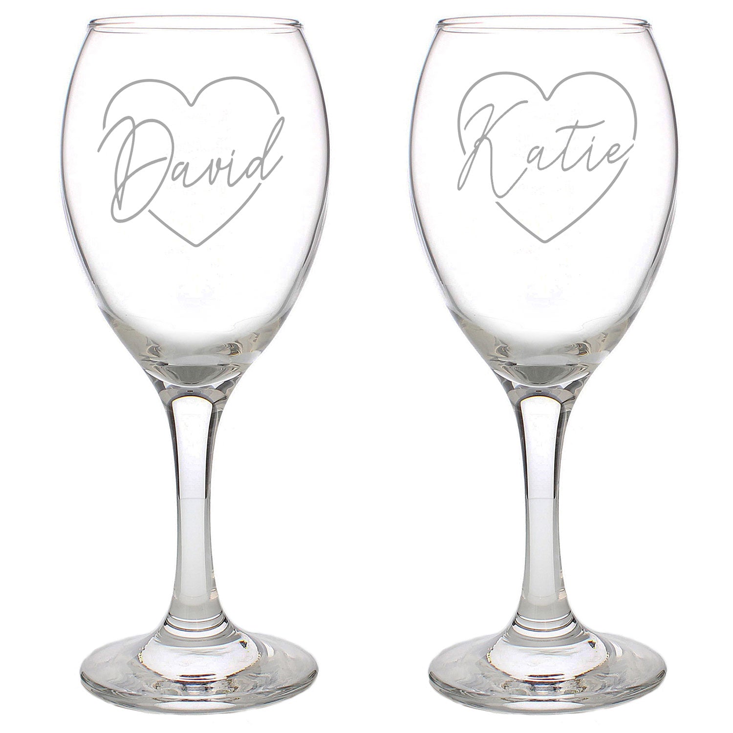 Personalised Heart Wine Glasses