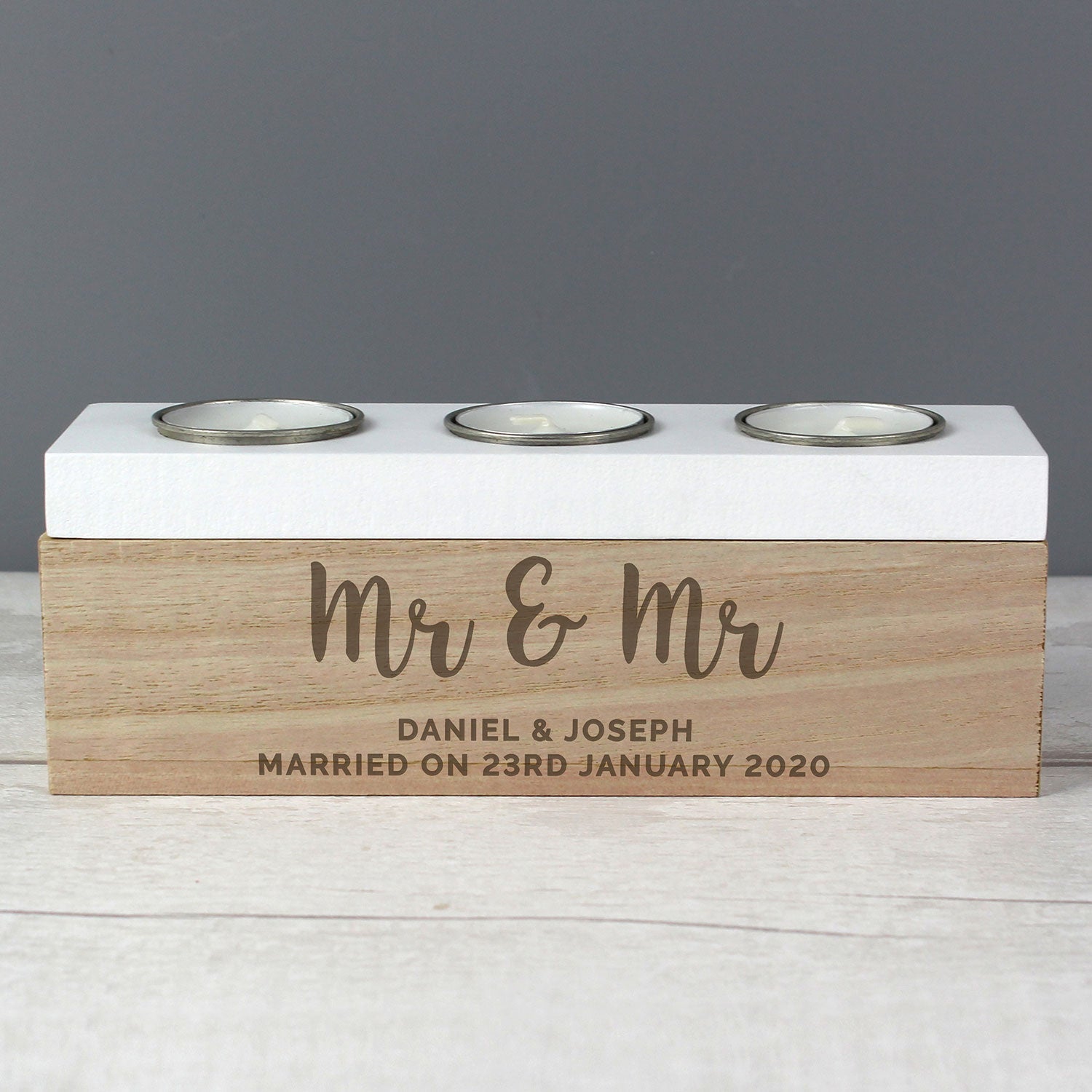 Personalised Tea Light Holder Box