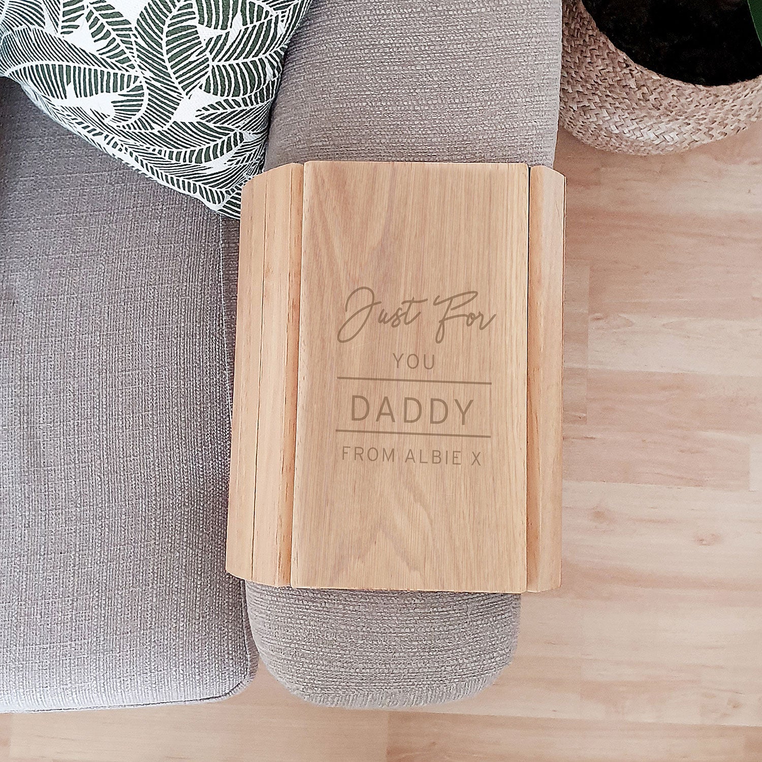 Personalised Wooden Sofa Tray