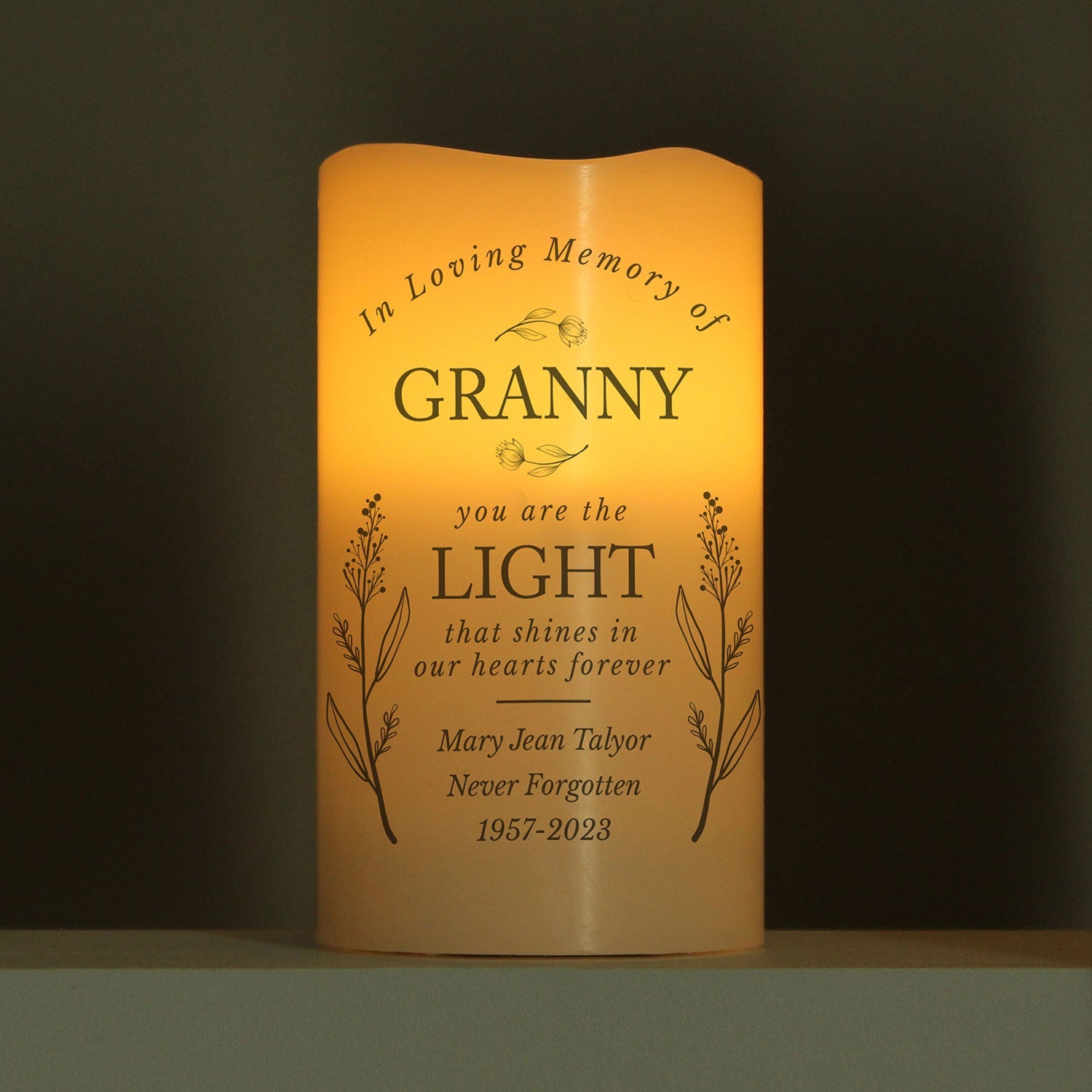Personalised Memorial Flamelss Candle