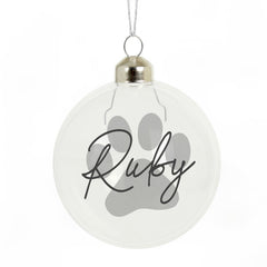 Personalised Pet Name Glass Bauble