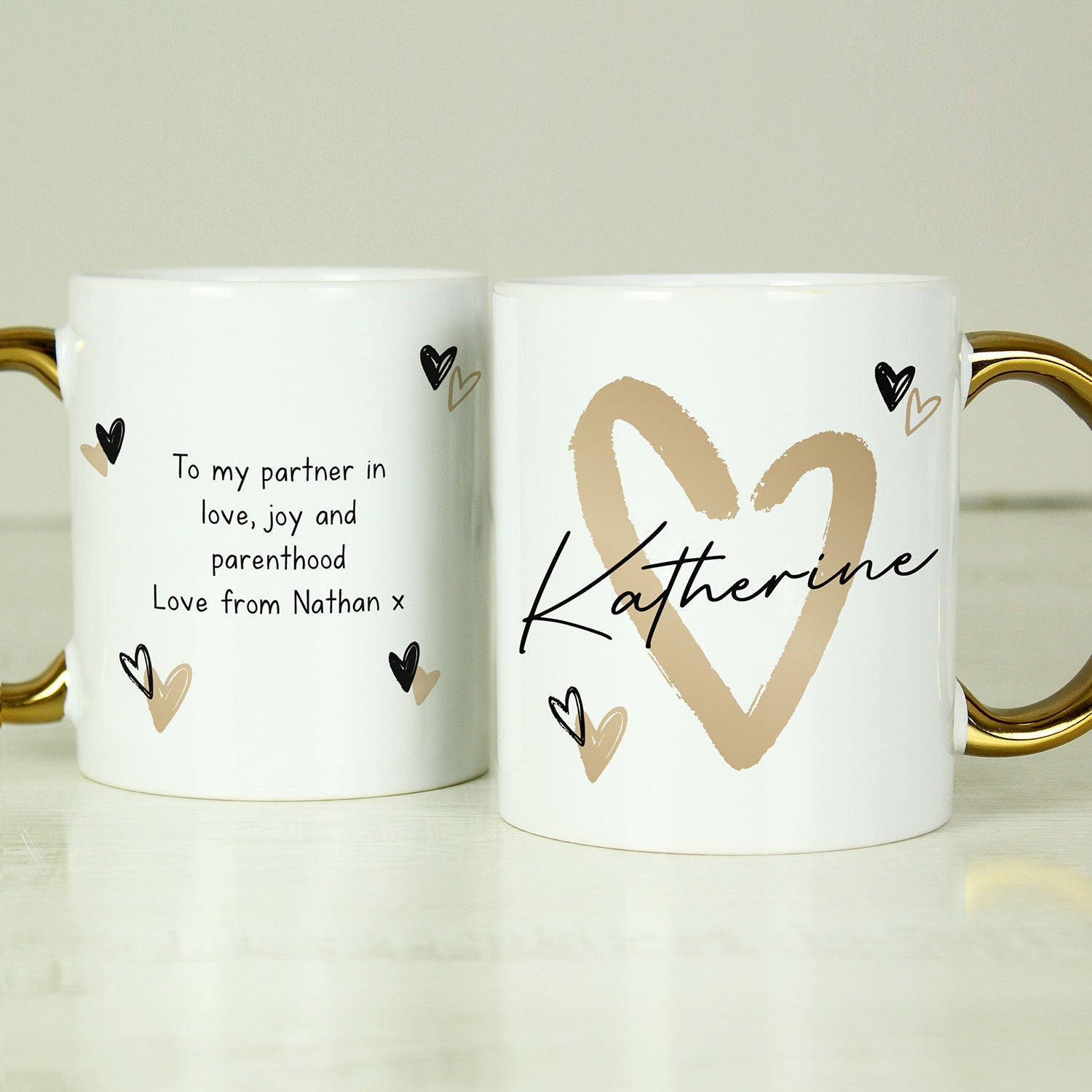 Personalised Gold Heart Mug