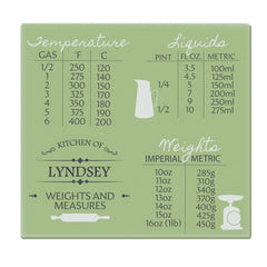 Personalised Weights & Measures Glass Chopping Board