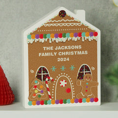 Personalised Christmas Wooden Gingerbread House Sign