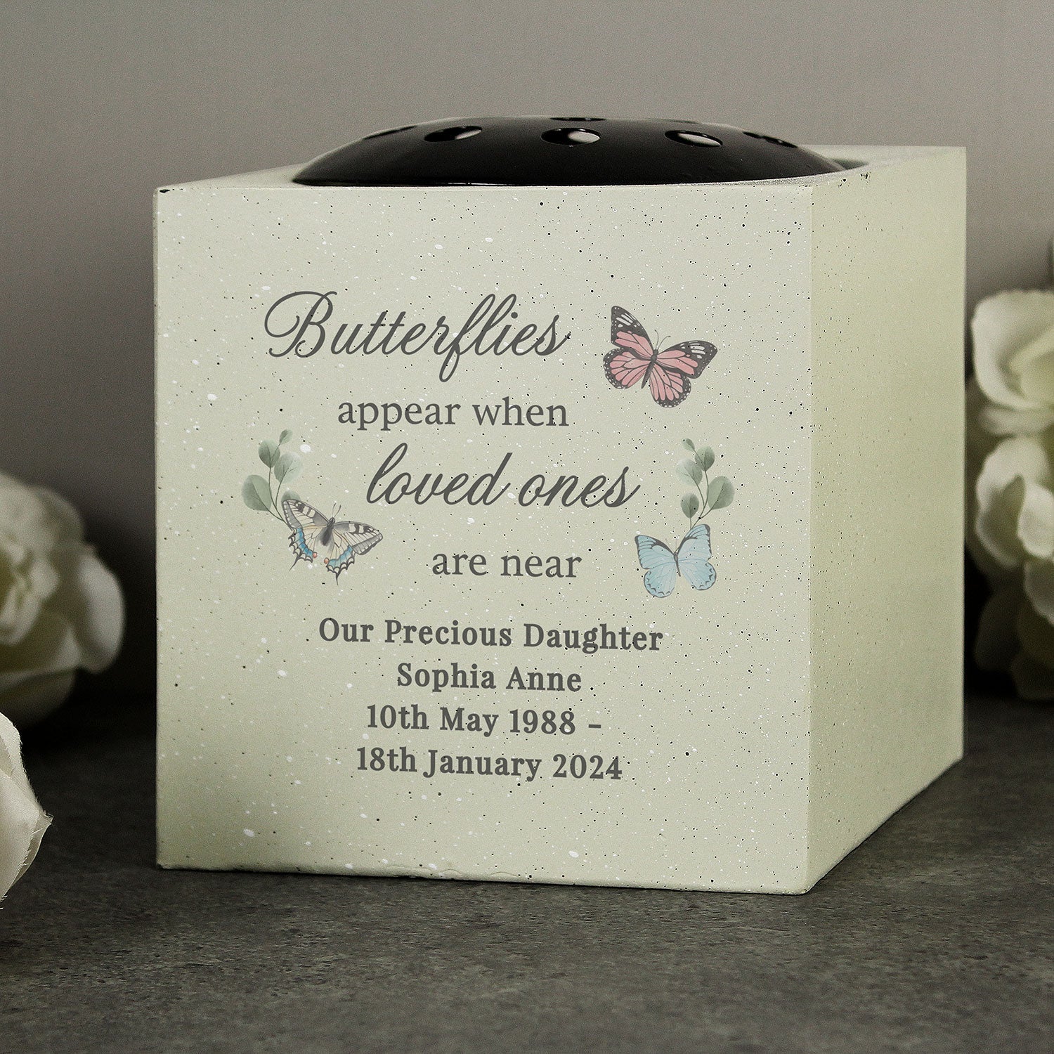 Personalised Butterflies Memorial Vase