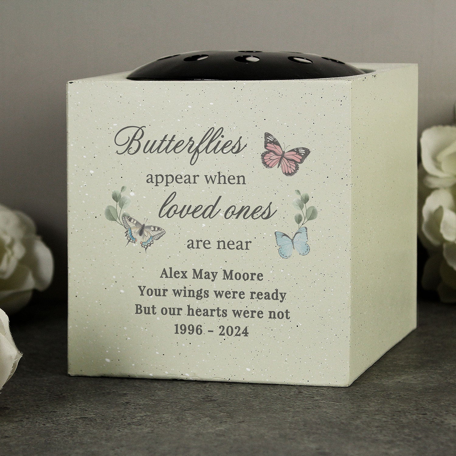 Personalised Butterflies Memorial Vase