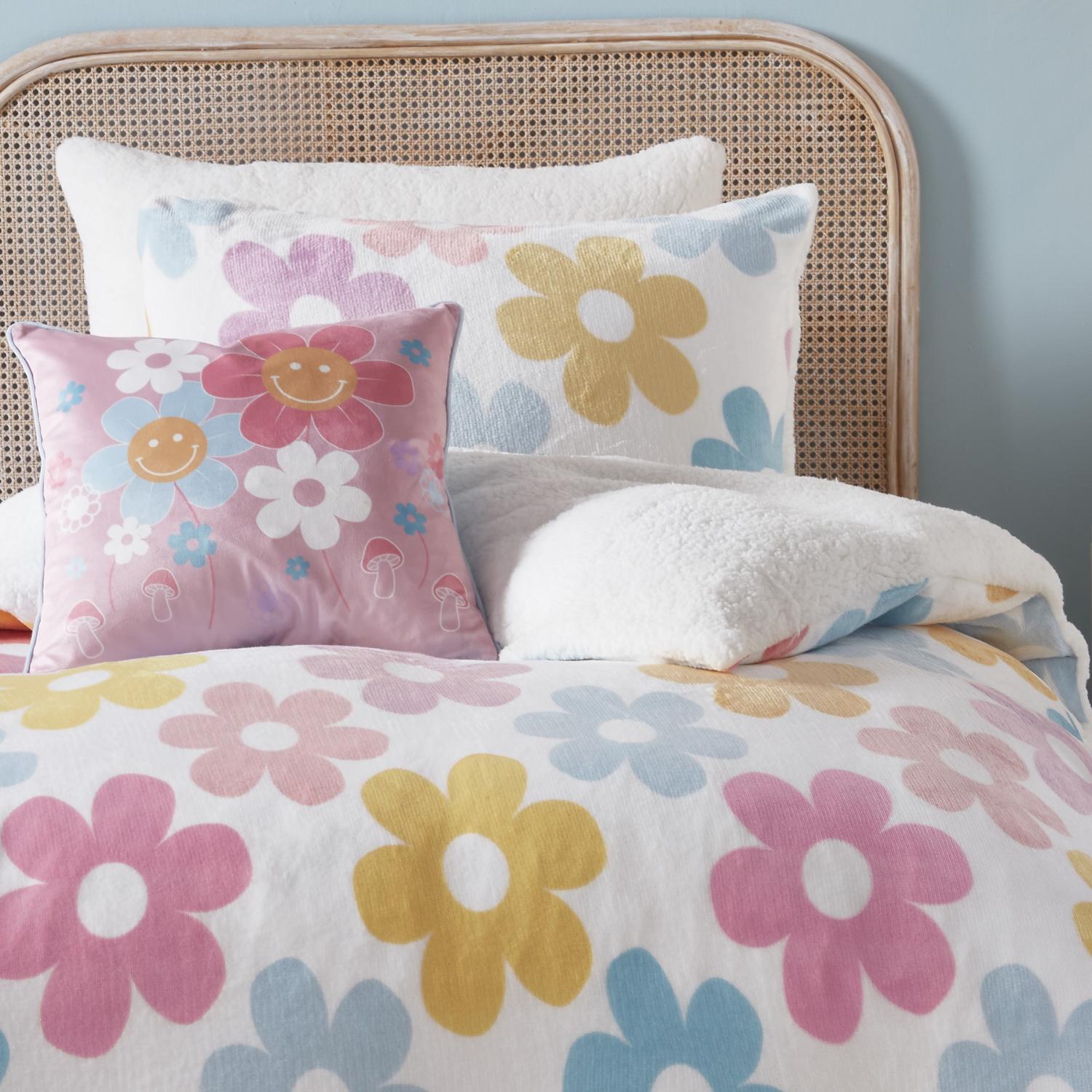 Retro Flower Fleece Duvet Set