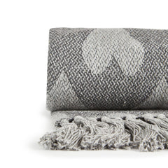 Grey Heart Recycled Cotton Throw