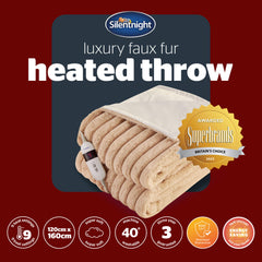 Silentnight Luxury Ribbed Faux Fur Natural Heated Throw
