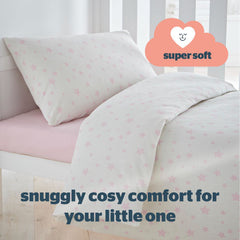 Silentnight Safe Nights Pink Star 100% Cotton Cot Bed Duvet Set