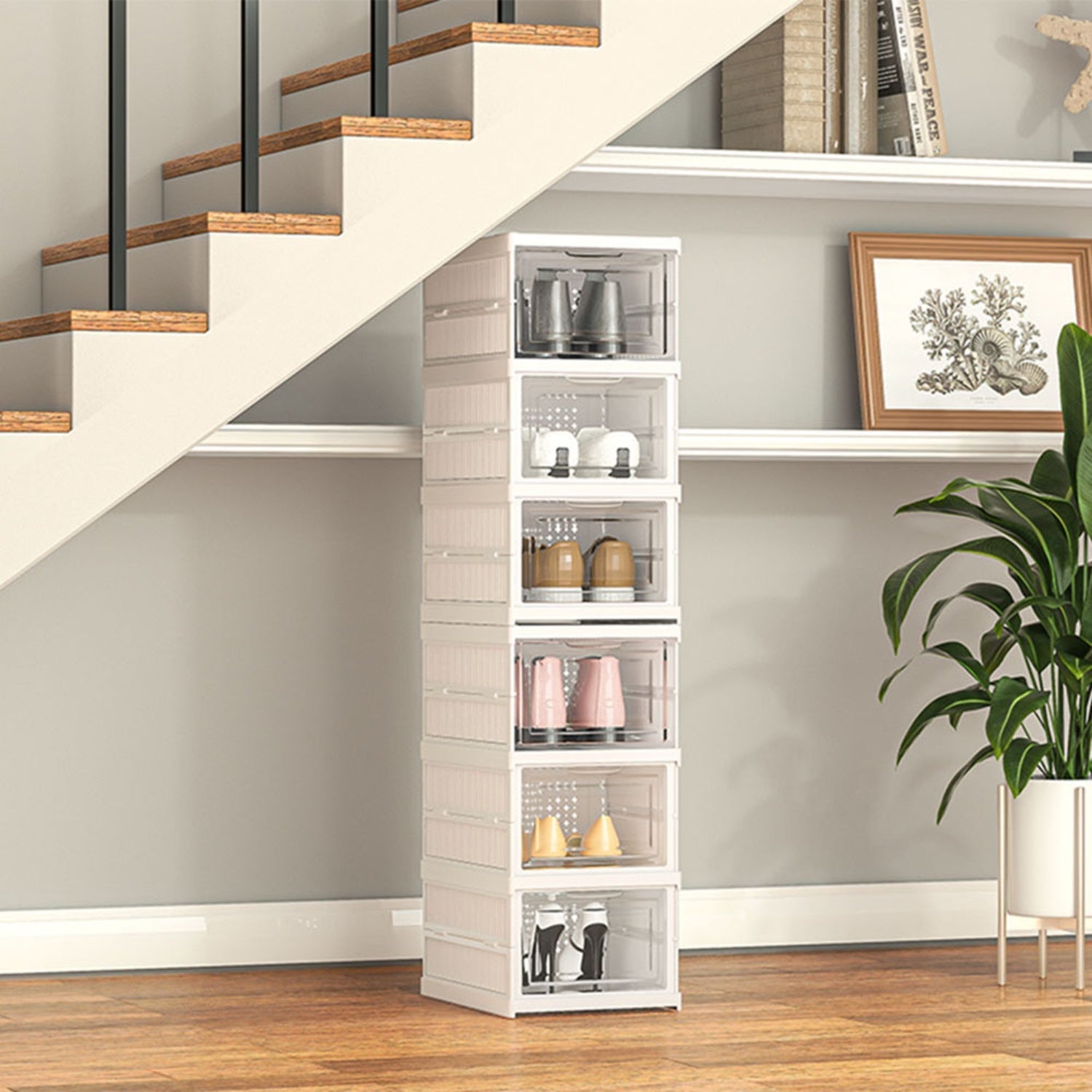 Foldable Shoe Storage 6-Tier White Box Unit
