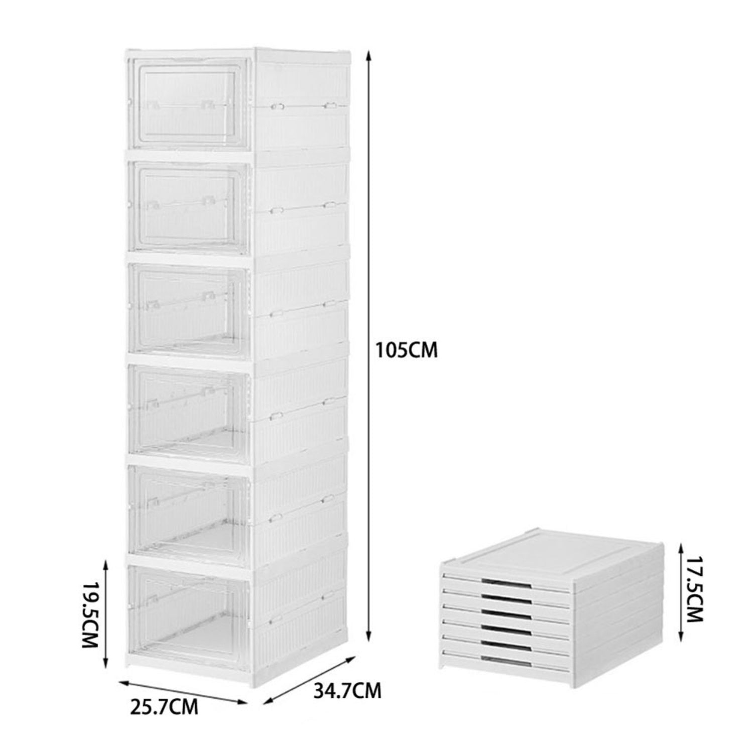 Foldable Shoe Storage 6-Tier White Box Unit