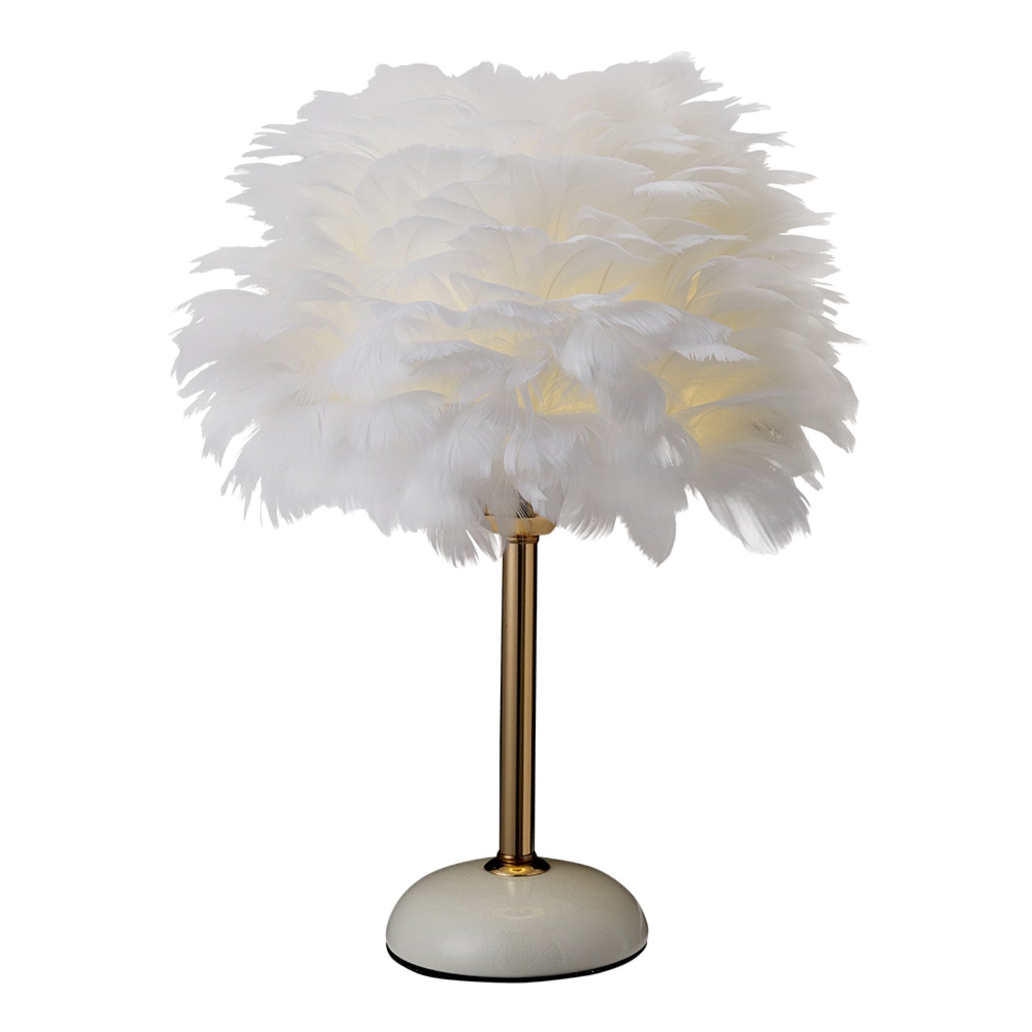 Faux Feather White LED Bedside Lamp